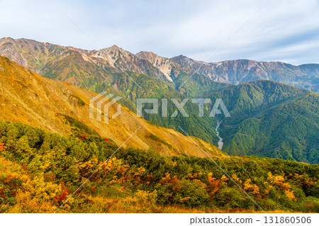 Early morning hike through autumn leaves at Happoyama and the sunrise in the Northern Alps Early morning hike through autumn leaves at Happoyama and the sunrise in the Northern Alps 131860506