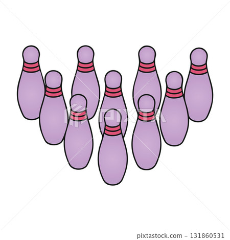 Set of Bowling Pins Violet Illustration Transparent Background Game Doodle Set of Bowling Pins Violet Illustration Transparent Background Game Doodle 131860531