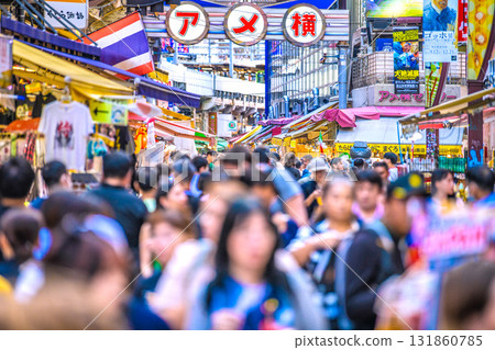 Tokyo cityscape in Japan: Inbound tourism continues... View of Ameyoko and other areas bustling with foreign tourists Tokyo cityscape in Japan: Inbound tourism continues... View of Ameyoko and other areas bustling with foreign tourists 131860785