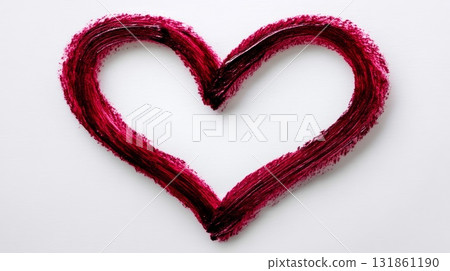 Lipstick Heart Outline With Elongated Squeezed Shape And Extended Tail Line On White Background 131861190