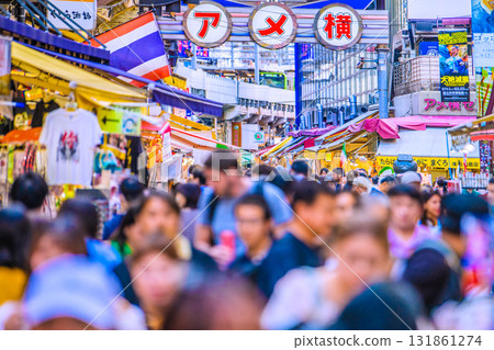 Tokyo cityscape in Japan: Inbound tourism continues... View of Ameyoko and other areas bustling with foreign tourists Tokyo cityscape in Japan: Inbound tourism continues... View of Ameyoko and other areas bustling with foreign tourists 131861274