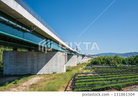 Shin-Meishin Expressway over the Kizu River, Yawata City, Kyoto Prefecture 131861304
