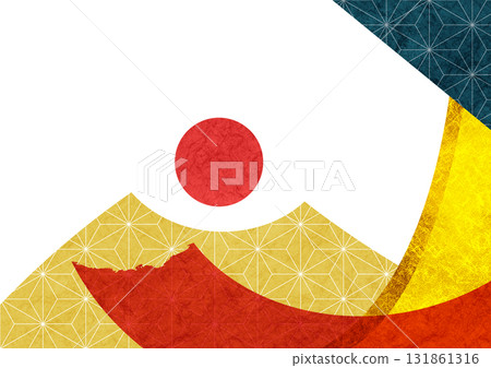Abstract background frame of Japanese paper and gold leaf Simple Japanese modern geometric Japanese style design 131861316