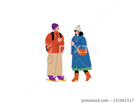 A couple wearing winter clothes A couple wearing winter clothes 131861517