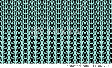 Blue Japanese pattern with green Seigaiha pattern, Japanese paper style texture background material Blue Japanese pattern with green Seigaiha pattern, Japanese paper style texture background material 131861725