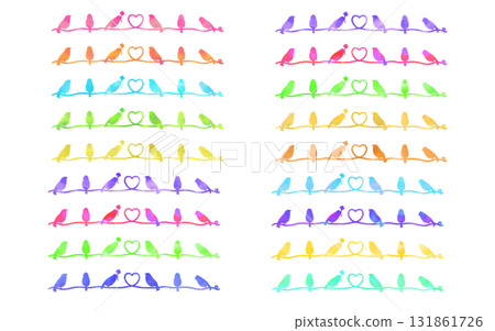 A line set of birds drawn with watercolor paints. A line set of birds drawn with watercolor paints. 131861726