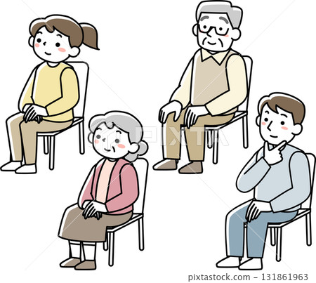 People sitting in chairs listening to a talk 131861963