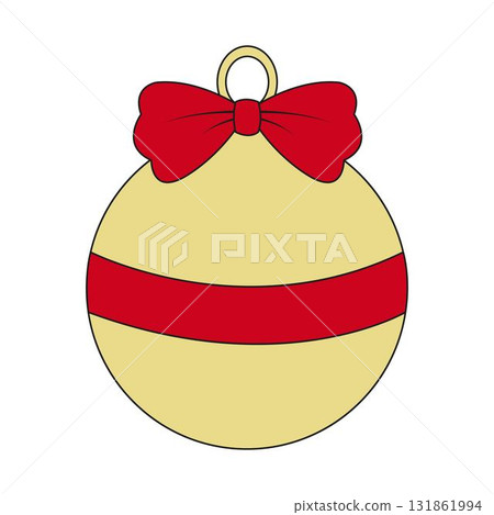 Christmas ornament ball with red ribbon and bow. 131861994