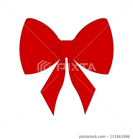 Simple red bow for gift decoration present. 131861996