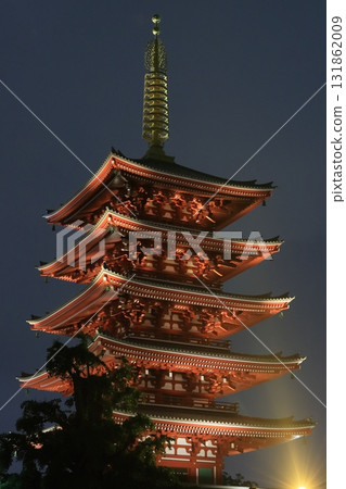 Illuminated five-storied pagoda at Sensoji Temple 131862009