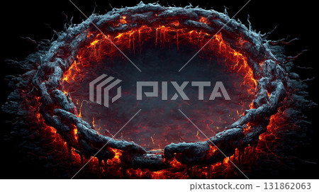 Scorching Sealing Ring, Lava-Burning Circle, Symbol of the Gate of Hell 131862063