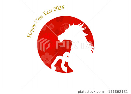 馬年新年賀卡模板日出與馬 131862181