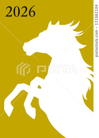 Year of the Horse New Year's card template: A powerful horse silhouette Year of the Horse New Year's card template: A powerful horse silhouette 131862184