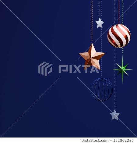 3D material_Christmas ornament_blue background 131862285