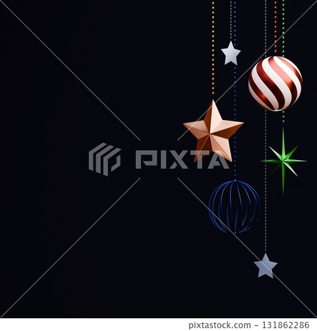3D material_Christmas ornament_black background 131862286