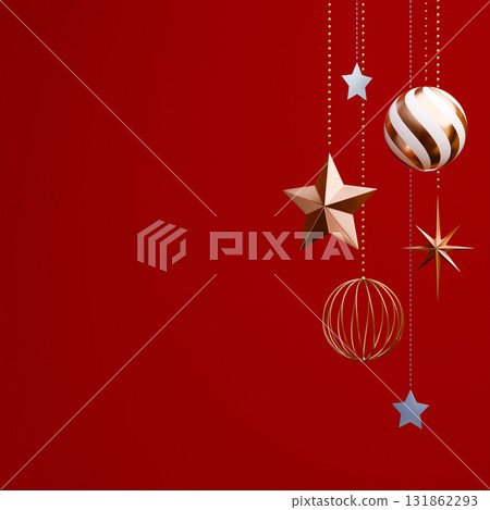 3D material_Christmas ornament_red background 131862293