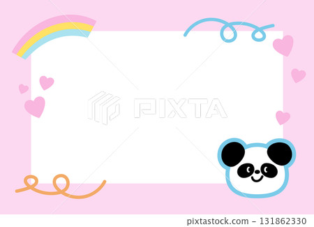 Cute rectangle pastel pink frame with panda, rainbow, hearts for decoration, polaroid photo, template, social media post, poster, book cover, sticky note, school name card, animal print, zoo Cute rectangle pastel pink frame with panda, rainbow, hearts for decoration, polaroid photo, template, social media post, poster, book cover, sticky note, school name card, animal print, zoo 131862330