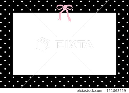Cute rectangle black frame, polka dot pattern, with pink ribbon for Valentine's Day, decoration, polaroid photo, template, social media post, poster, book cover, sticky note, school name card, paper Cute rectangle black frame, polka dot pattern, with pink ribbon for Valentine's Day, decoration, polaroid photo, template, social media post, poster, book cover, sticky note, school name card, paper 131862339