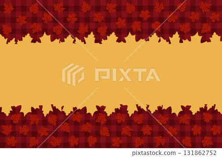 fall leaves background with red plaid pattern seasonal elements autumn theme flat design vector illustration 131862752