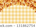 fall leaves background border with yellow plaid pattern seasonal elements autumn theme flat design vector illustration 131862754