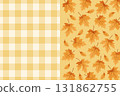 \fall leaves background with yellow plaid pattern seasonal elements autumn theme flat design vector illustration 131862755