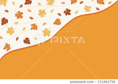 falling maple leaves pattern and orange background seasonal elements autumn theme flat design vector illustration 131862756