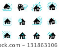 Housing disaster icon set 131863106