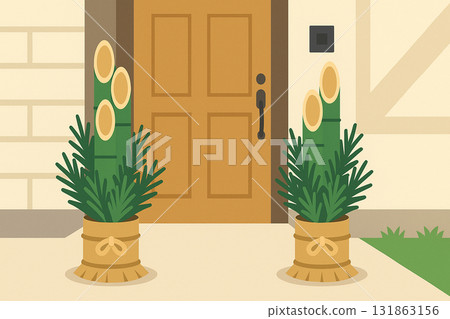 裝飾入口的門松新年裝飾 131863156