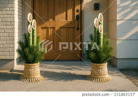 Kadomatsu New Year decorations decorating the entrance Kadomatsu New Year decorations decorating the entrance 131863157