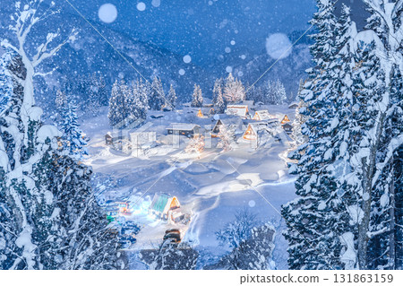 Gokayama Ainokura Gassho Village Winter Light-up A spectacular winter view in Japan Gokayama Ainokura Gassho Village Winter Light-up A spectacular winter view in Japan 131863159