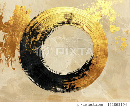 New Year's design featuring round gold brushstrokes New Year's design featuring round gold brushstrokes 131863194
