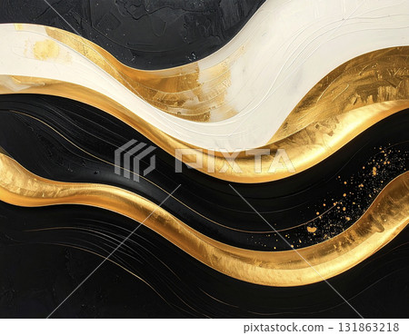 A Japanese-style abstract background featuring shimmering gold wave patterns 131863218