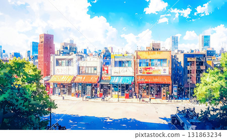 購物區的多彩街景 131863234