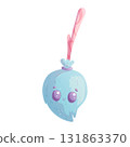 A cute witch's broom with a wooden handle on a white background. The concept of autumn, Halloween. Children's vector design illustration for making postcards, cards for printing, textiles, stickers 131863370