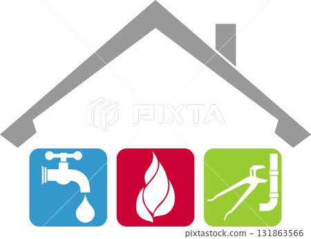 house, tools, caretaker, tools, plumber, installer, logo, background 131863566