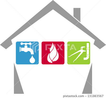 house, tools, caretaker, tools, plumber, installer, logo, background 131863567