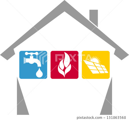 house, tools, caretaker, tools, plumber, installer, logo, background 131863568