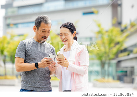 Senior couple walking Senior couple walking 131863884