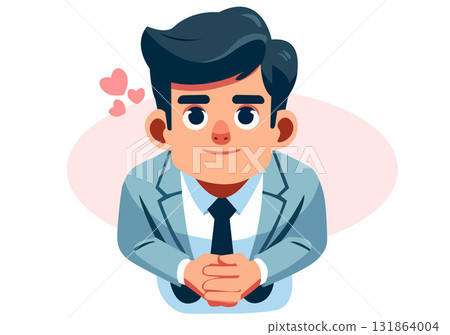 Illustration of a businessman giving thanks 131864004