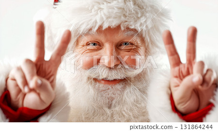 Santa Claus' Double Peace Sign 131864244