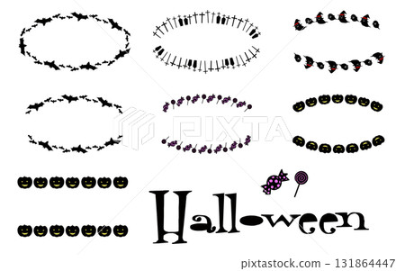 手繪萬聖節框架，插圖集。 131864447