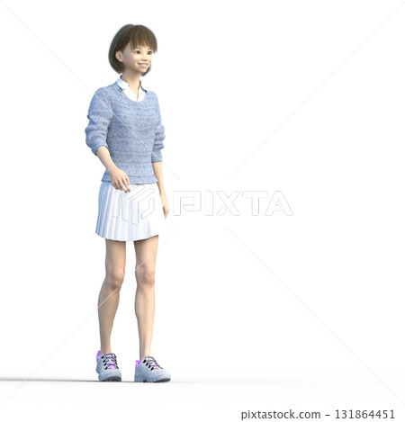 Young woman posing in knitted clothes 131864451