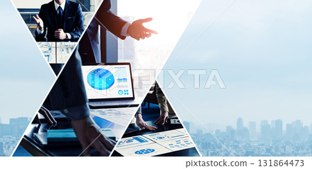 各種商業場景的拼貼橫幅和廣告的水平視覺效果 各種商業場景的拼貼橫幅和廣告的水平視覺效果 131864473