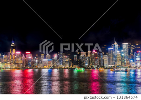 Hong Kong Victoria Harbour Central area at night 131864574