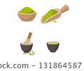 Japanese matcha green tea powder stock illustration 131864587
