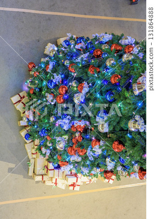 Christmas tree with colorful ornaments 131864888