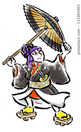 助六拿著日本傘的姿勢（歌舞伎） 131864901
