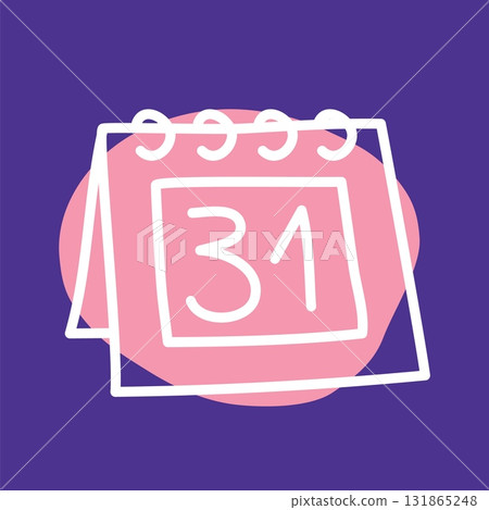 Doodle calendar schedule icon hand drawn with thin line and colorful blob Doodle calendar schedule icon hand drawn with thin line and colorful blob 131865248