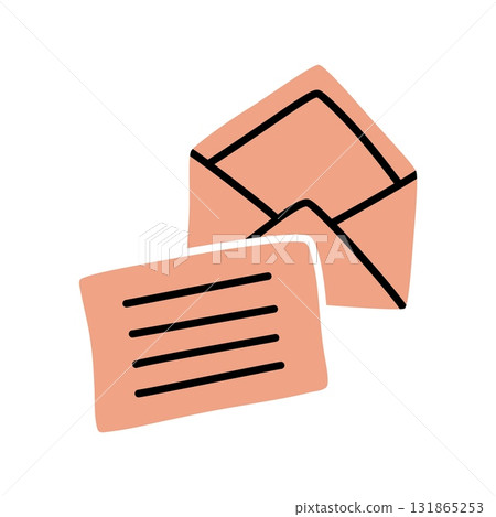 Doodle Open envelope with letter icon hand drawn in a modern minimalistic style 131865253