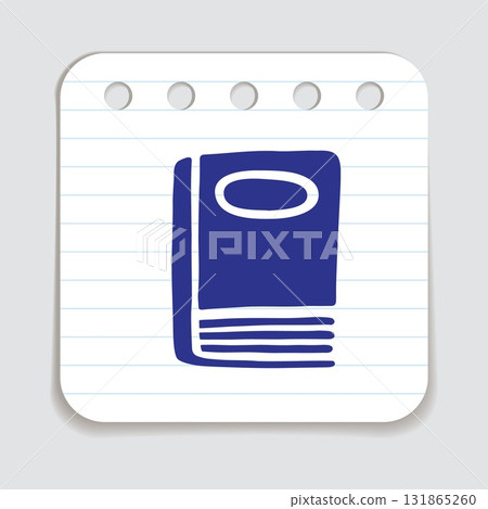 Doodle book icon hand drawn with blue pen on a notepaper in flat style Doodle book icon hand drawn with blue pen on a notepaper in flat style 131865260